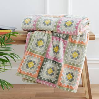 Catherine Lansfield Catherine Lansfield Green Crochet Print Blanket Throw