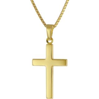 trendor 41115 Kreuz für Damen und Herren Gold 585 mit Vergoldeter Silberkette