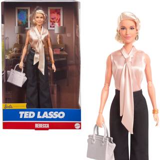 Barbie Signature Fashion Doll Rebecca fra Ted Lasso i Elegant Blouse & Black Slacks Collectible med visningbar emballage