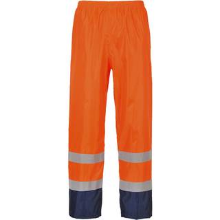 Hi-Vis Klassisk kontrast regnbukser - Orange/Marine (Størrelse: S)
