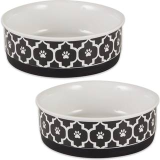 Knoglet tør gitteropsamling Pet Bowl & Canister Medium Set 6x2 inches sort 2 stykke