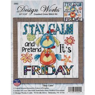 Design Works Crafts 10 """" X 10 """" Tællet Cross Stitch Kit Stay Calm White