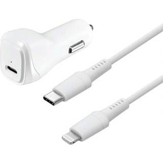 Sandstrøm USB-C-til-Lightning- biloplader (hvid) - På lager i butik
