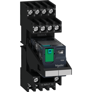Schneider Rxm relæ m/sokkel+test 4c/o 24vdc