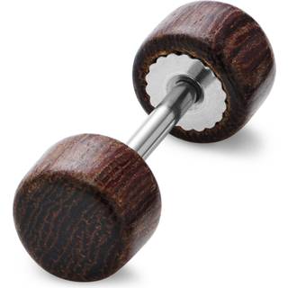 Satago | 6 mm Rød Eg & Rustfri Stål Fake Plug Ørestik