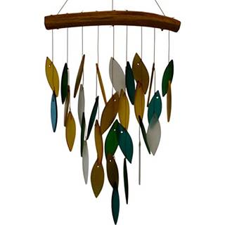 Blue Handworks Rainforest Vandfald & Driftwood Chime Sandblasted Glass og fundet tr?h?ndlavet vindklokke