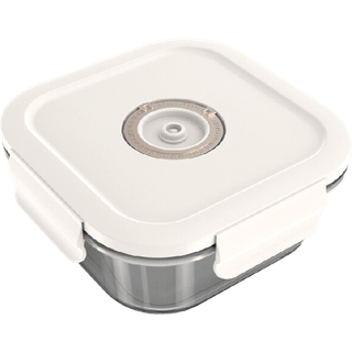 Foodecobox Vakuum Madkasse i Glas Kvadrat, L, Hvid