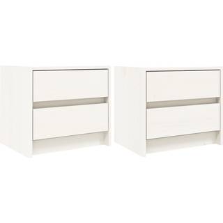 Sengeborde 40X31X35,5 Cm Massivt Fyrretræ - 2 / Hvid