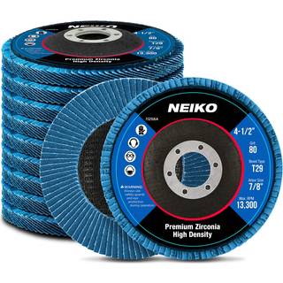 Neiko 11258A 10 Pack Jumbo Zirconia Flap Discs 4-1/2 For Angle Grinder 80 Grit Flapper Wheel Angled T29 Slibing Wheel 4,5 tommer klapskive 7/8 """"