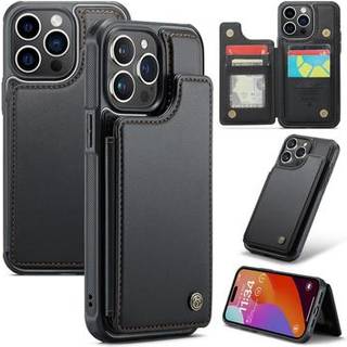 iPhone 15 Pro Max Caseme C22-etui RFID-kortpung - sort