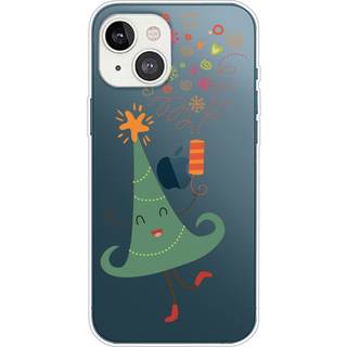 iPhone 13 Plastik Jule Cover - Dansende Juletræ - Gennemsigtig