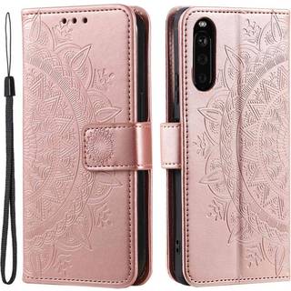 SKALO Sony Xperia 10 V Mandala Flip Cover - Rosa guld