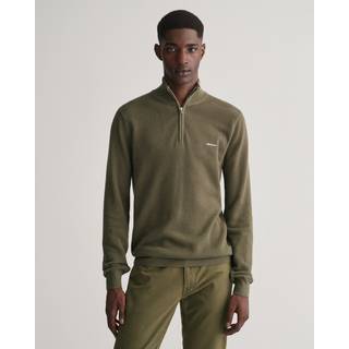 GANT Herre Bomuldspiqué sweater med halv lynlås (M)