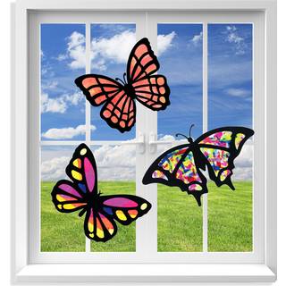 Vhale Suncatchers h?ndv?rk 3 s?t (9 udsk?ringer) W v?vspapirer farvet glas effekt papir solfanger kit vindue kunst klassev?relse h?ndv?rk kreativ