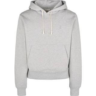 SAINT LAURENT - Logo-Embroidered Cotton-Jersey Hoodie - Men - Gray - M