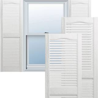 Ekena Millwork Lifetime Vinyl LL1S12X03100Wh Standard Cathedral Top Center Mullion Open Louver Vinyl Shutters W/Installation Shutter-Lok's & Matc