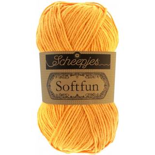 Scheepjes Softfun 2610 Butterscotch Indhold: 60% Bomuld / 40% Akryl Vægt/længde: 50 gram = ca. 140 meter Anbefalede pinde: 3.50-4.00 mm Strikkefasthed: 10 cm = 21 x 30 m Maskinvask / Skåneprogram max 30°C.