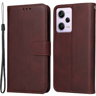 SKALO Xiaomi Redmi Note 12 Pro 5G Flip Cover m. pung i PU-læder - Brun
