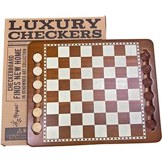 Regal Games - Luxury Checkers Board Game - Classic Tabletop Game Set - Solid Natural Pine Game Board Interlocking Wood Checkers Indbyggede opbeva