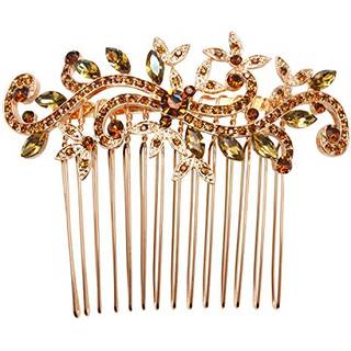 Faship smuk r?get topaz rhinestone krystal blomster h?r kam