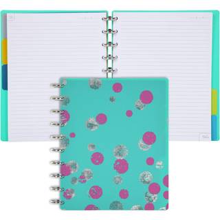 Talia Discbound Notebooks Planner, der kan tilpasses (YBounce Taffy m/aluminiums?lvskiver mellemstore (7,5in x 9,75in))