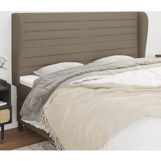 Sengegavl Med Kanter Stof - Gråbrun / 203 x 23 x 118/128 cm