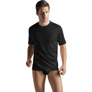 HANRO Herren T-Shirt schwarz Jersey-Baumwolle unifarben