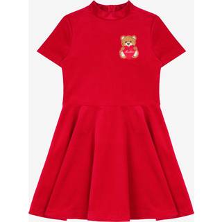 Moschino Kids Teddy Bear velvet dress - red - Y 8
