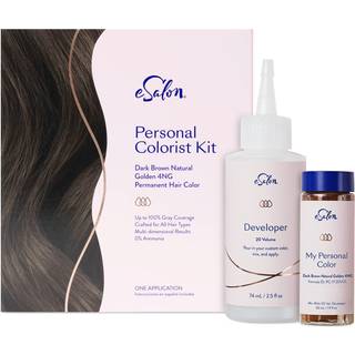 Esalon Permanent Hair Color & Hair Dye Kit - Mørkebrun Natural Golden - Personal Colorist for op til 100% grå dækning Alle hårtyper - Professione