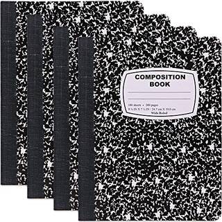 Emraw marmorkomposition Notebook Wide styrede sort / hvid kompositionsb?ger 100 ark (4 pakke)