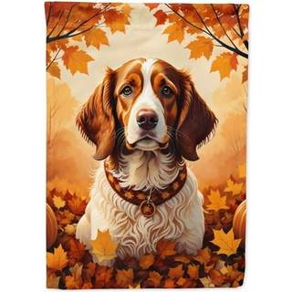 Caroline's Treasures DAC1029CHF Brittany Spaniel Fall House Flag Stor veranda ærme pole dekorativt uden for gårdspladser Artwork Wall Hanging Pol
