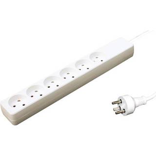 MicroConnect Dansk 230V 6-stikdåse med jordstik, hvid | 10 meter | PRIS-MATCH