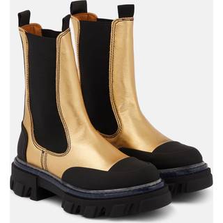 Ganni Metallic leather Chelsea boots - gold - EU 37