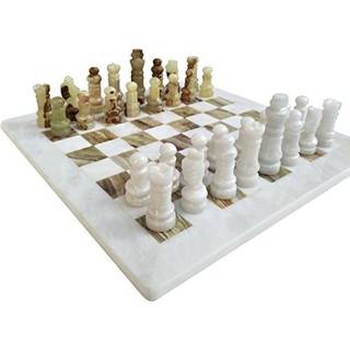 H?ndlavet Staunton White and Green Onyx Marble Chess Board Game Set - Bedste br?tspil til Home D? Kor gaver - Velegnet til bord D? Cor - Non Go B