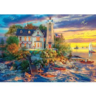 Buffalo Games - Dominic Davison - Rock Island Lighthouse - 500 Piece Jigsaw Puzzle For voksne, der udfordrer puslespil perfekt til spilaftener -