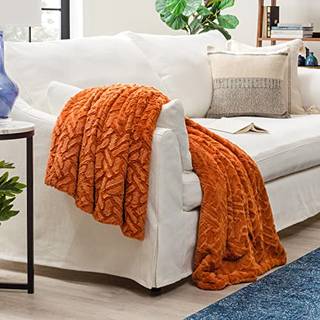 Chanasya Premium Soft Cloud Faux pels kast t?ppe - Plush Soft Sherpa & Minky T?ppe - 50 """" X 65 - Orange
