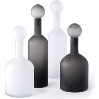 POLSPOTTEN Decorative Objects - 'Bubbles & Bottles' set of four, black and white in Black Glass