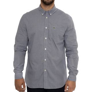 Lacoste Lacoste Regular Fit Grey Gingham Weave Poplin Shirt