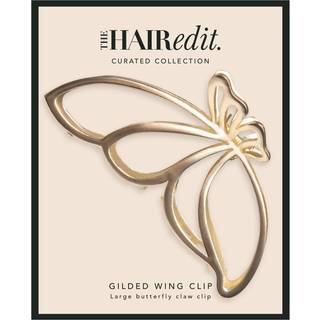 H?rredigeringsgyldt vingeklip - Ekstra stort bl?dt guld metal sommerfugl klo klip