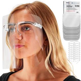 TCP Global Salon World Safety Face Shields med alle klare glasrammer (pakke med 25) - Ultra Clear beskyttende fuld ansigtssk?rme for at beskytte