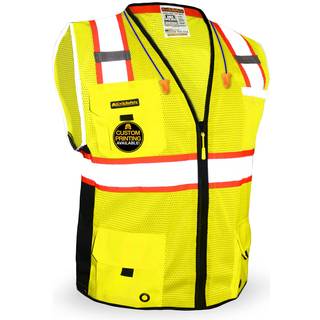 Kwiksafety - Charlotte NC - Big Kahuna Safety Vest [11 Lommer] Klasse 2 ANSI OSHA Reflekterende høj synlighed Heavy Duty Surveyor Construction Li
