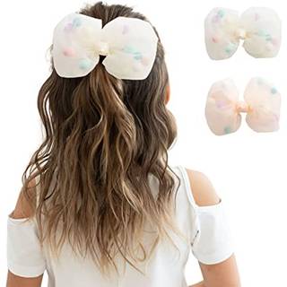 Sommer Crystal 2pcs Tylle Pompons Large Bow Hair Clips - For piger og kvinder - Stilfuldt hårtilbehør til fødselsdage daglige slidferie og fester