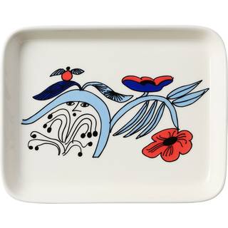 Arabia Puutarhurit tallerken 15x19 cm Blå-hvid-rød