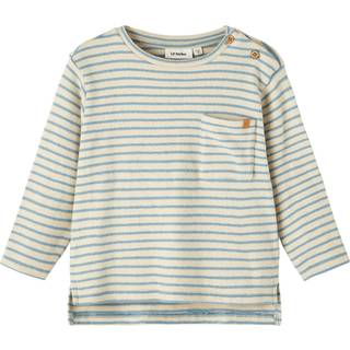 Lil Atelier Smoke Blue Stribet Loose Bluse