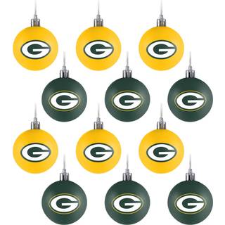 Foco NFL Green Bay Packers 12 Pack Ball Hanging Tree Holiday Ornament Set12 Pack Ball Hanging Tree Holiday Ornament Set Team Farve