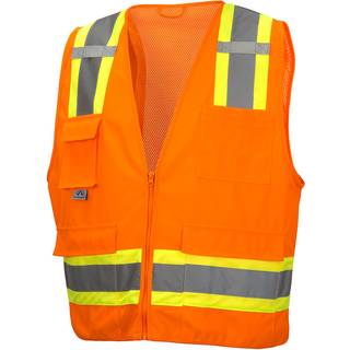 PYRAMEX RVZ2420 SERIES KLASSE 2 SURDEATORS SIKKERHEDSVEST MED 6 LOMER HI-VIS ORANGE 5X STOR