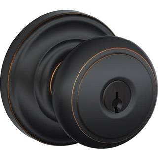 Schlage F51a Lat 716 Col Latitude Lever med Collins Trim Keyed Entry Lock Aged Bronze