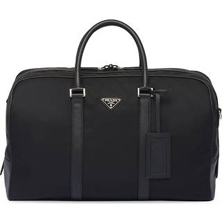 Re-Nylon and Saffiano Leather Duffel Bag in Black - OS
