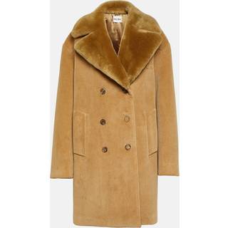 Miu Miu Shearling-trimmed corduroy coat - brown - S