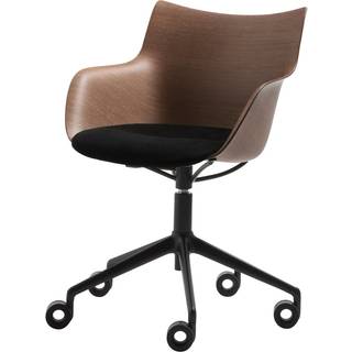 Kartell Q/Wood Kontorstol Sort/Mørk Træ med Sort Polstring